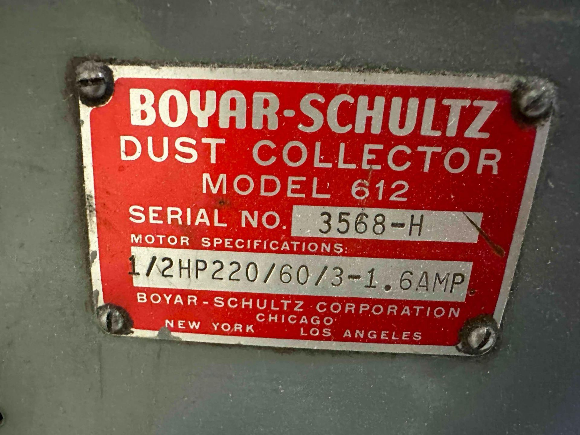 BOVATZ-SCHULTZ 612 SURFACE GRINDER W/ 2HP DUST COLLECTOR - Image 9 of 10