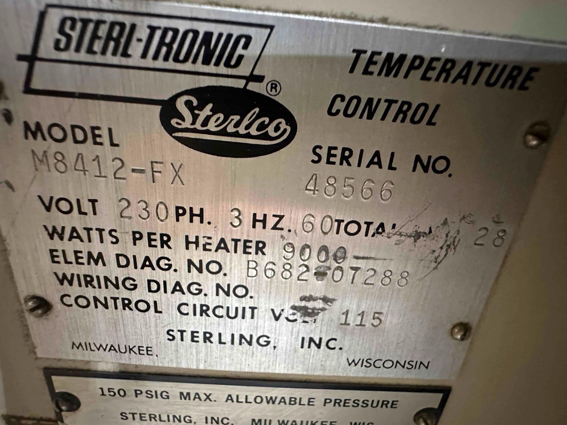 STERLCO M8412-FX TEMPERATURE CONTROL UNIT - Image 4 of 4