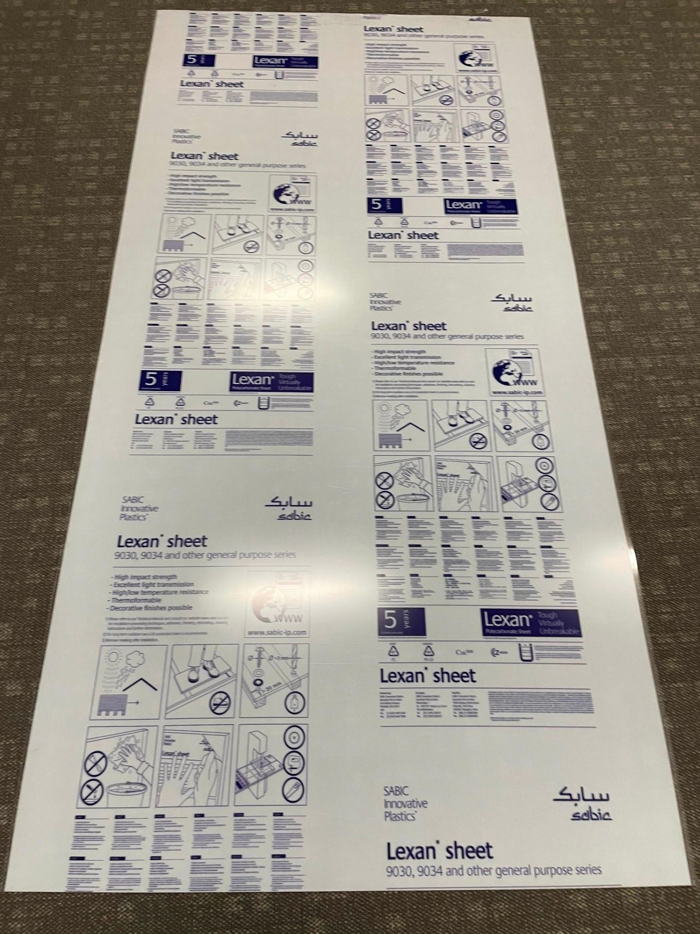 SKID OF LEXAN SHEETS, 334 SHEETS/SKID - Image 2 of 5