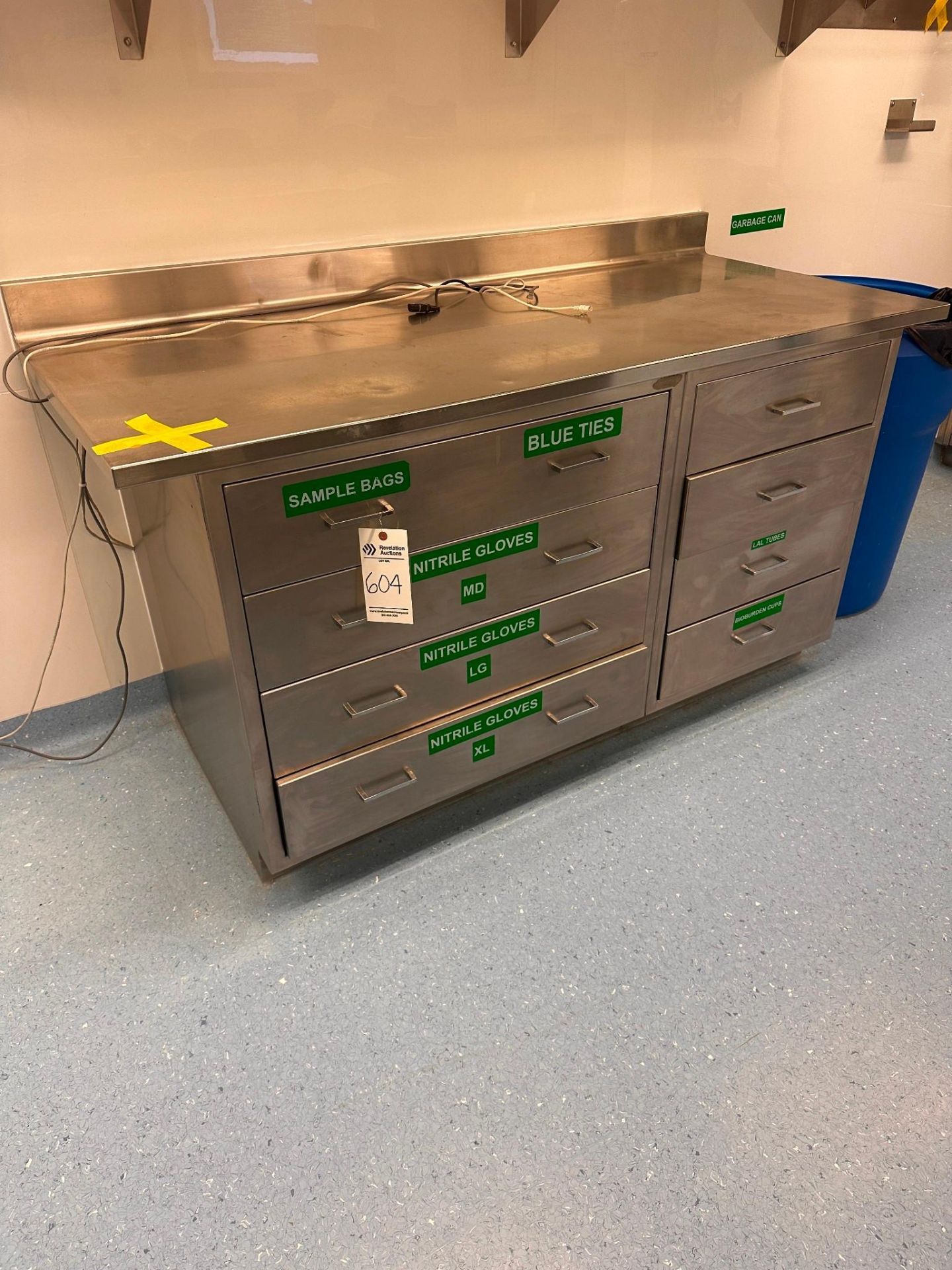 8 DRAWER CABINET WITH TABLE TOP, ALL STAINLESS STEEL