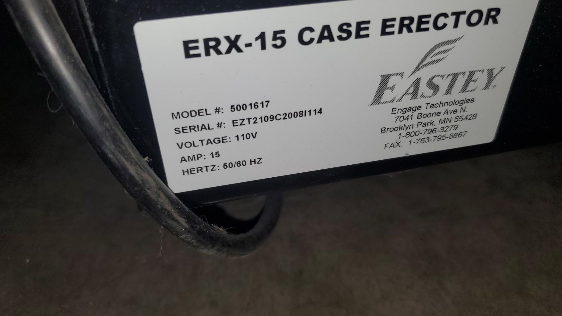 EASTEY ERX-15 CASE ERECTOR, 2021 - WITH CONVEYOR - Image 9 of 10