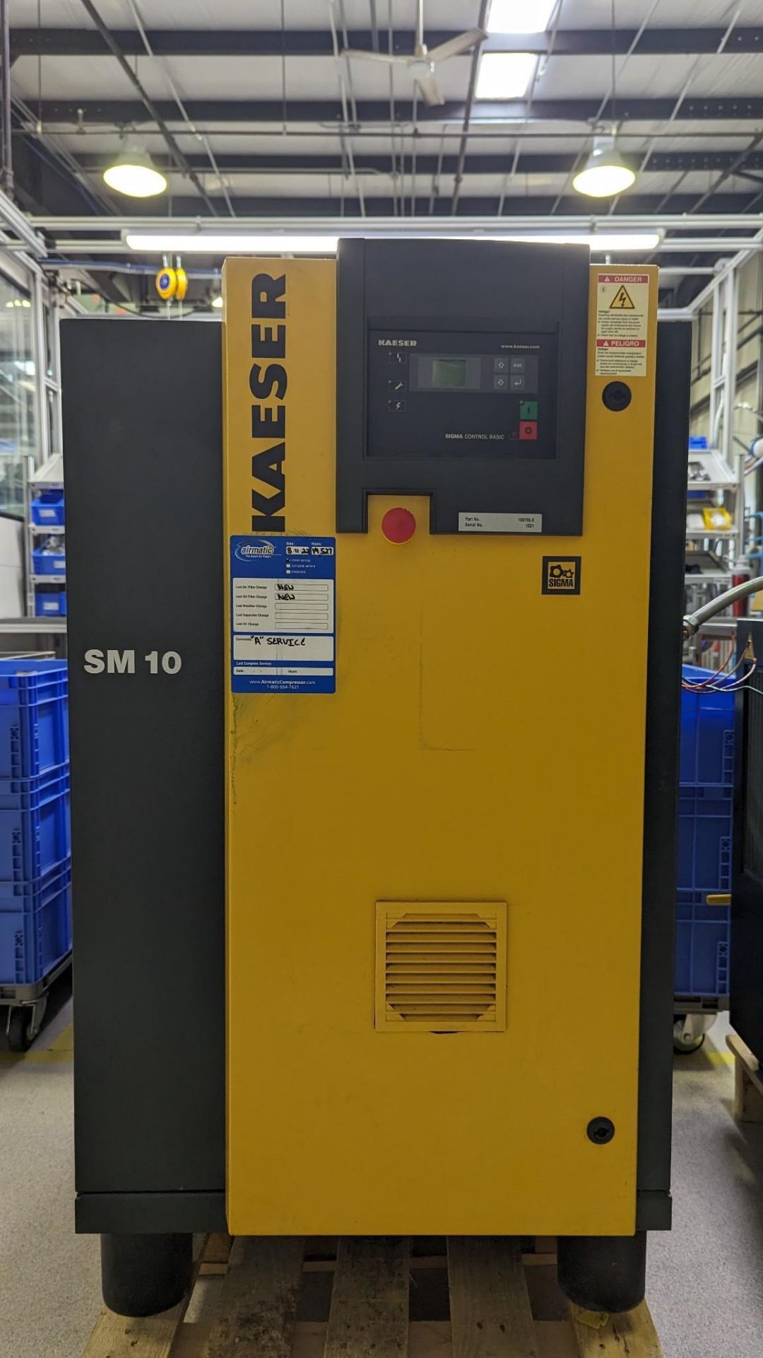 USED 10 HP KAESER SM10 ROTARY SCREW AIR COMPRESSOR, 2006