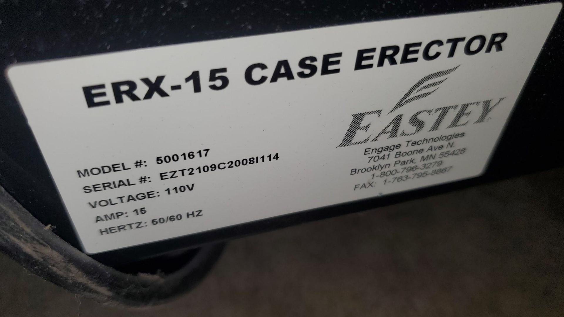 EASTEY ERX-15 CASE ERECTOR, 2021 - WITH CONVEYOR - Image 10 of 10