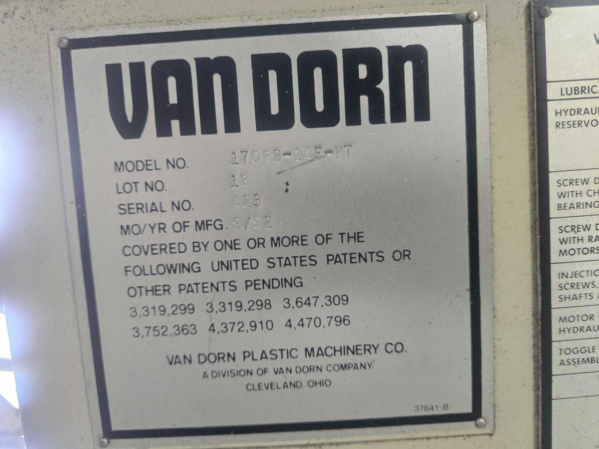 VAN DORN 170RS-14F-HT INJECTION MOLDING MACHINE - Image 4 of 11