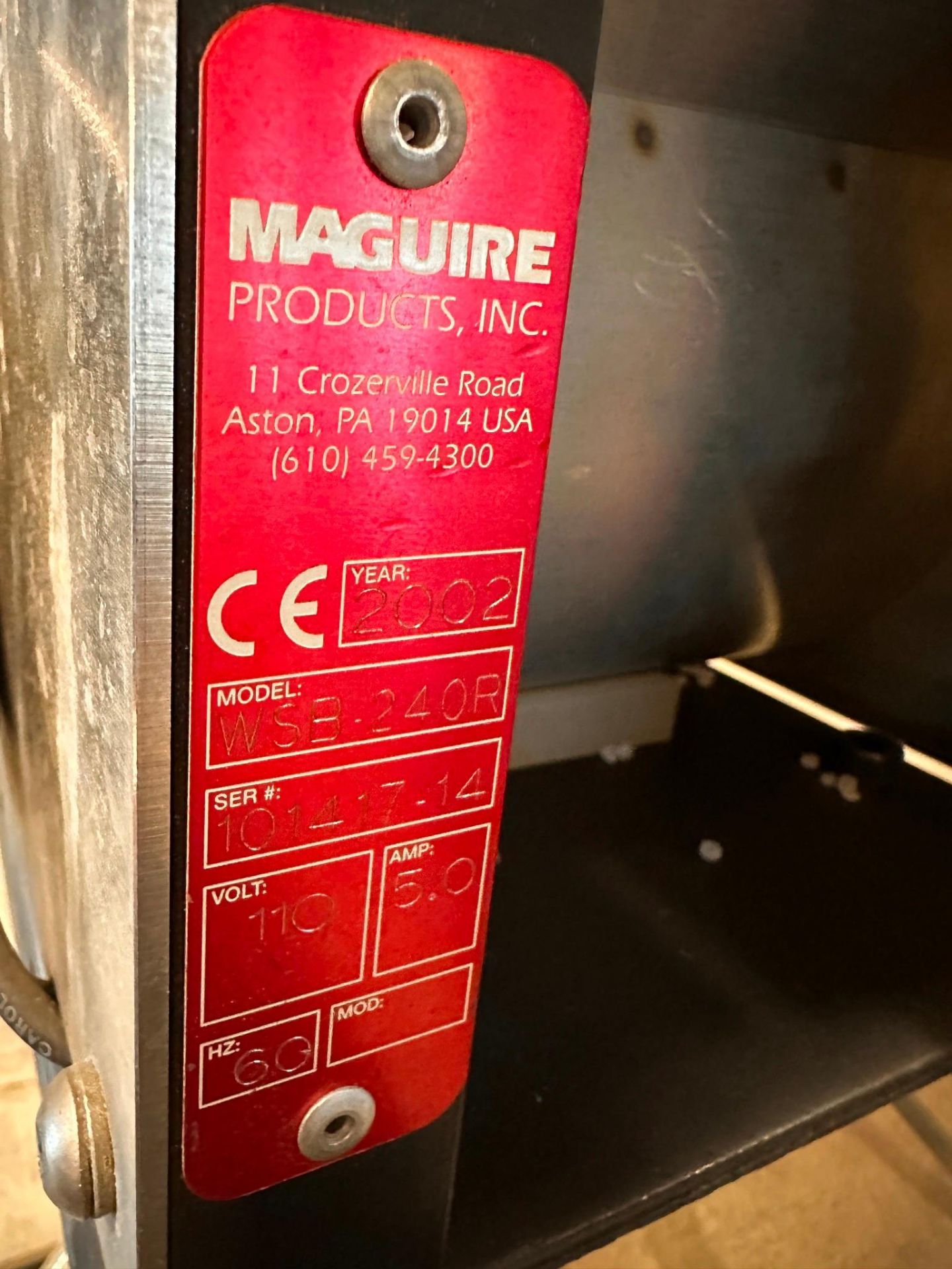 MAGUIRE 3 COMPONENT BLENDER MODEL WSB-240R, MFG 2002 W/ BLENDING CHAMBER ON STAND - Image 6 of 6