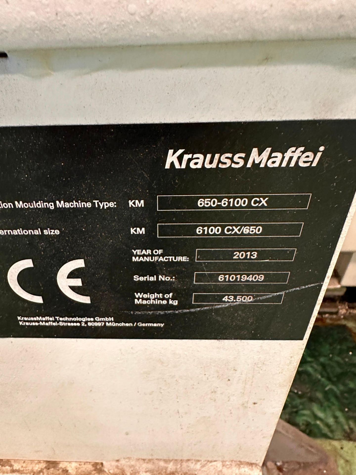 730 TON KRAUSS MAFFEI KM 650-6100 CX INJECTION MOLDER, 2013 - Image 22 of 24