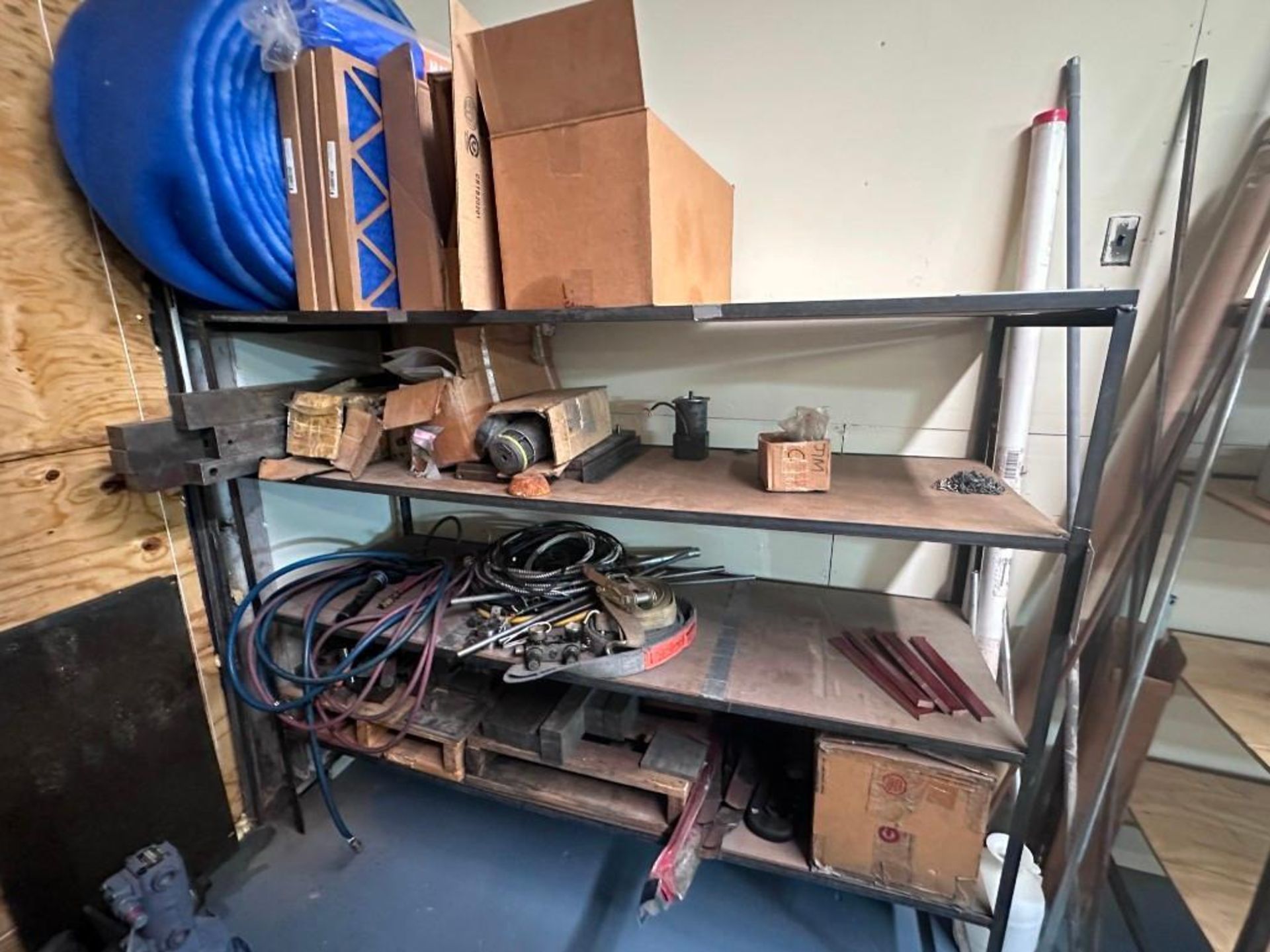 STEEL SHELVING UNIT WITH CONTENTS, SPARE PARTS, STOCK MATERIAL - Image 2 of 4