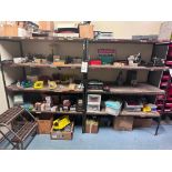 SHELVING UNITS WITH CONTENTS, SPARE PARTS, ROTARY TABLE, COLLET CLOSER, SCALE