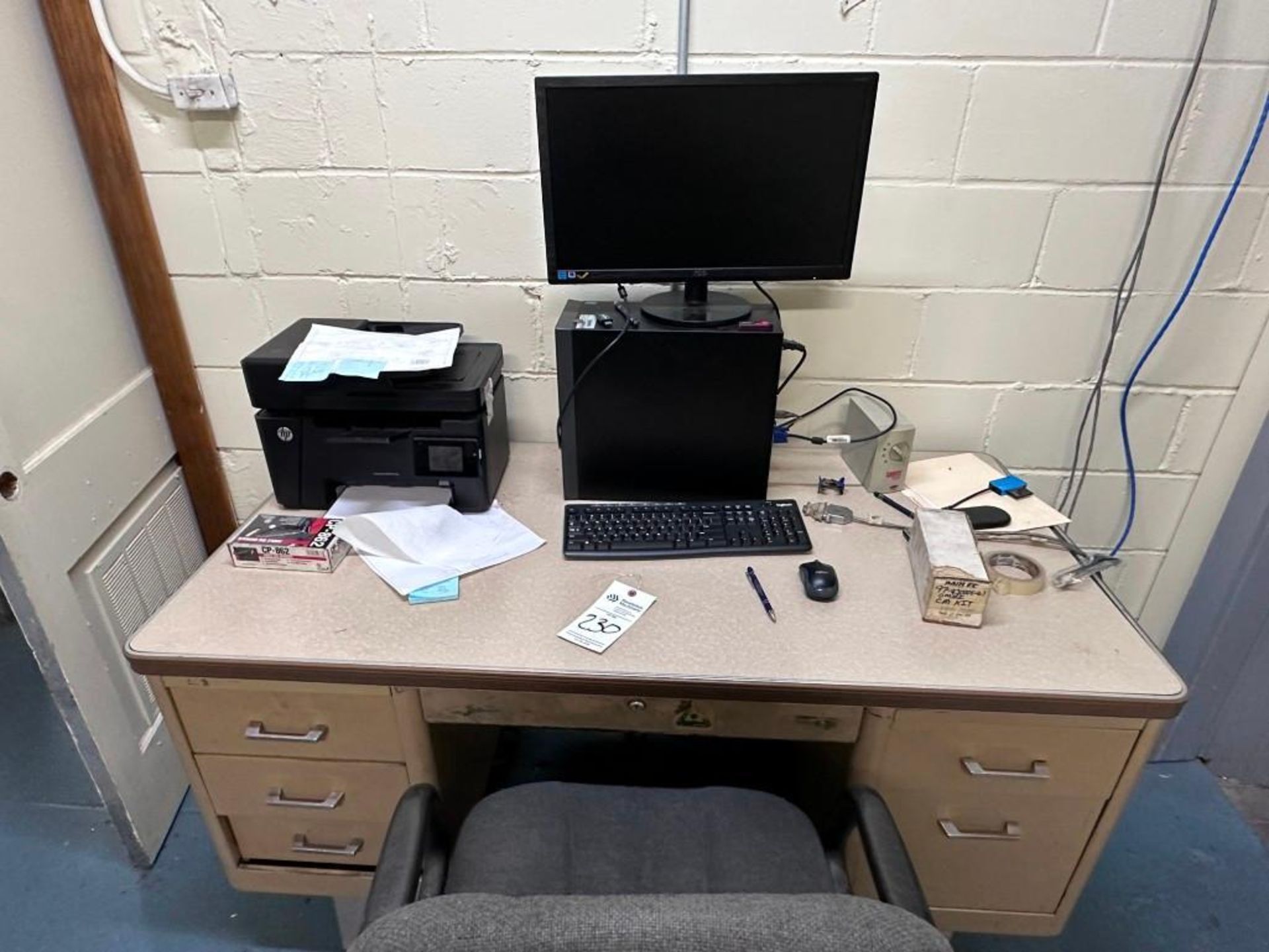 OFFICE EQUIPMENT - COMPUTER, MONITOR, HP PRINTER, TANKER DESK