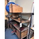 STEEL SHELVING UNIT WITH CONTENTS, SPARE PARTS, STOCK MATERIAL