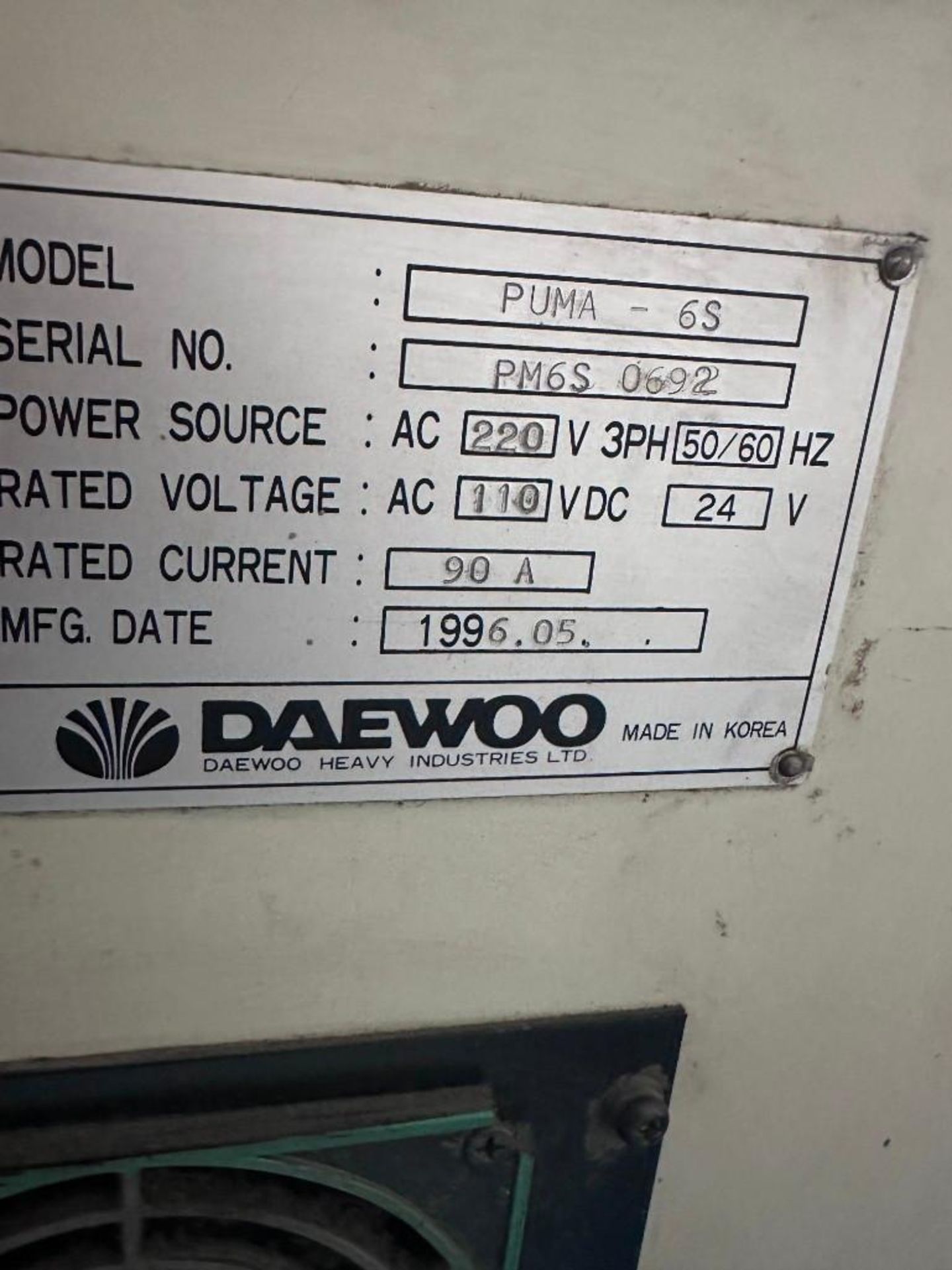 DAEWOO PUMA-6S CNC FANUC LATHE; 1996 - Image 13 of 13