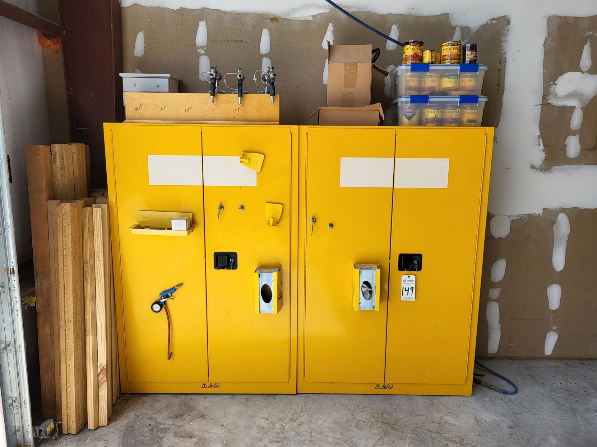 (2) EDSAL YELLOW METAL FIRE SAFE STORAGE CABINETS (CAN HOLD CLASS 3 LIQUIDS)