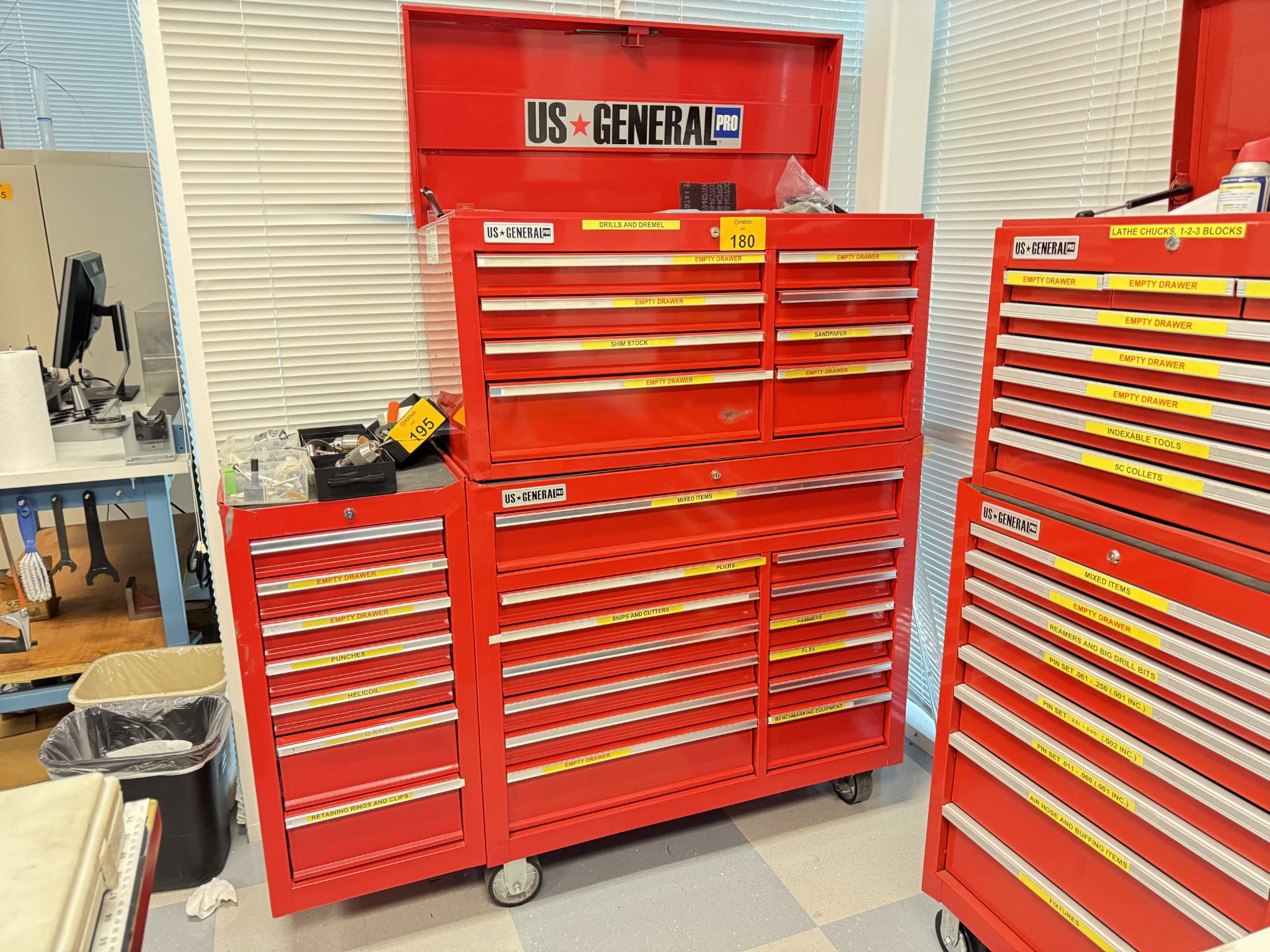 [LOT] of US General Pro tool chests, consisting of (1) 2-compartment, 8 ...