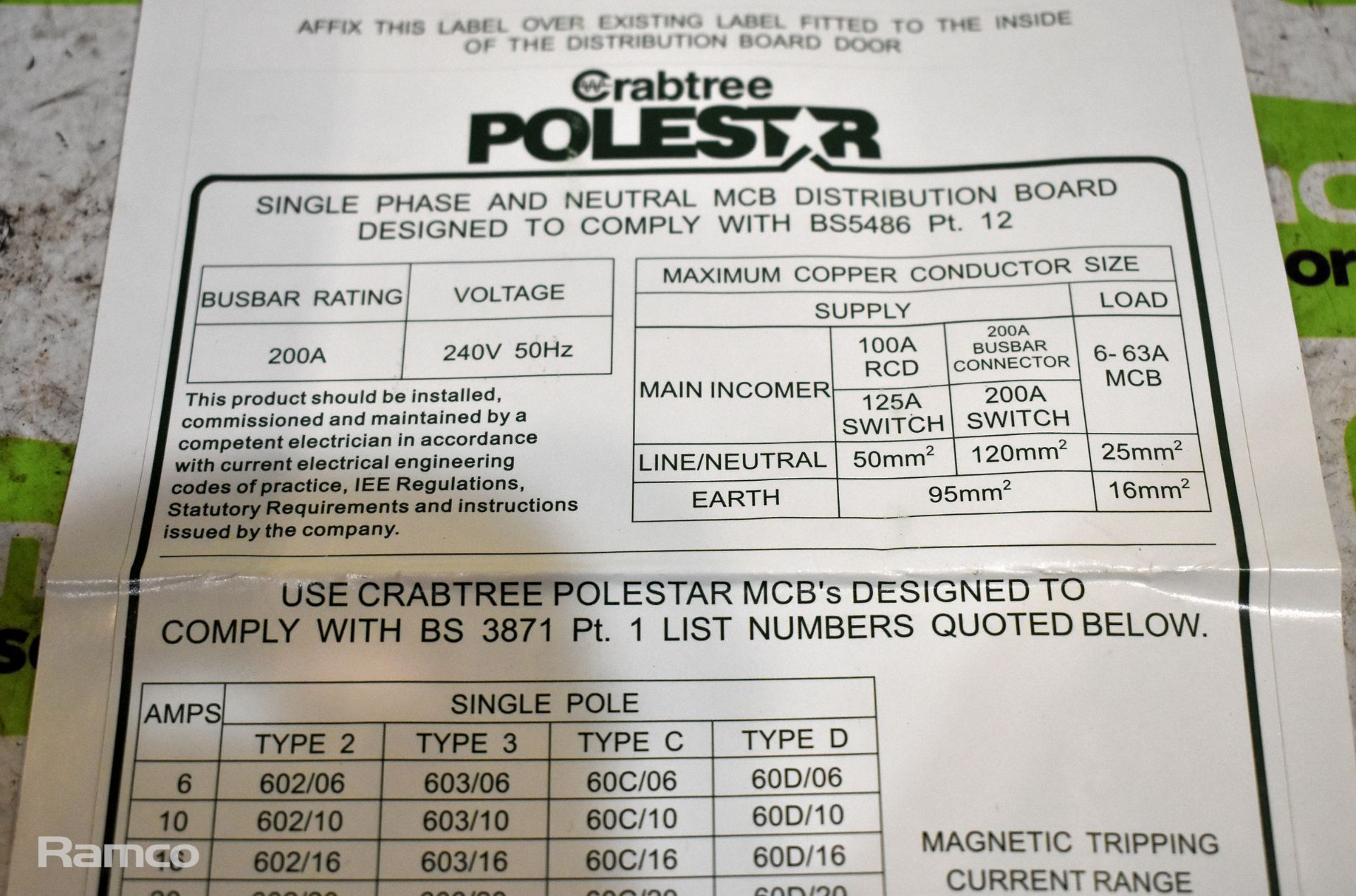Crabtree Polestar 200/22BDP 200A single pole & neutral switch - Bild 5 aus 5