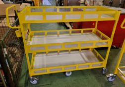 Yellow 3-tier general use trolley - W 1440 x D 550 x H 1150mm