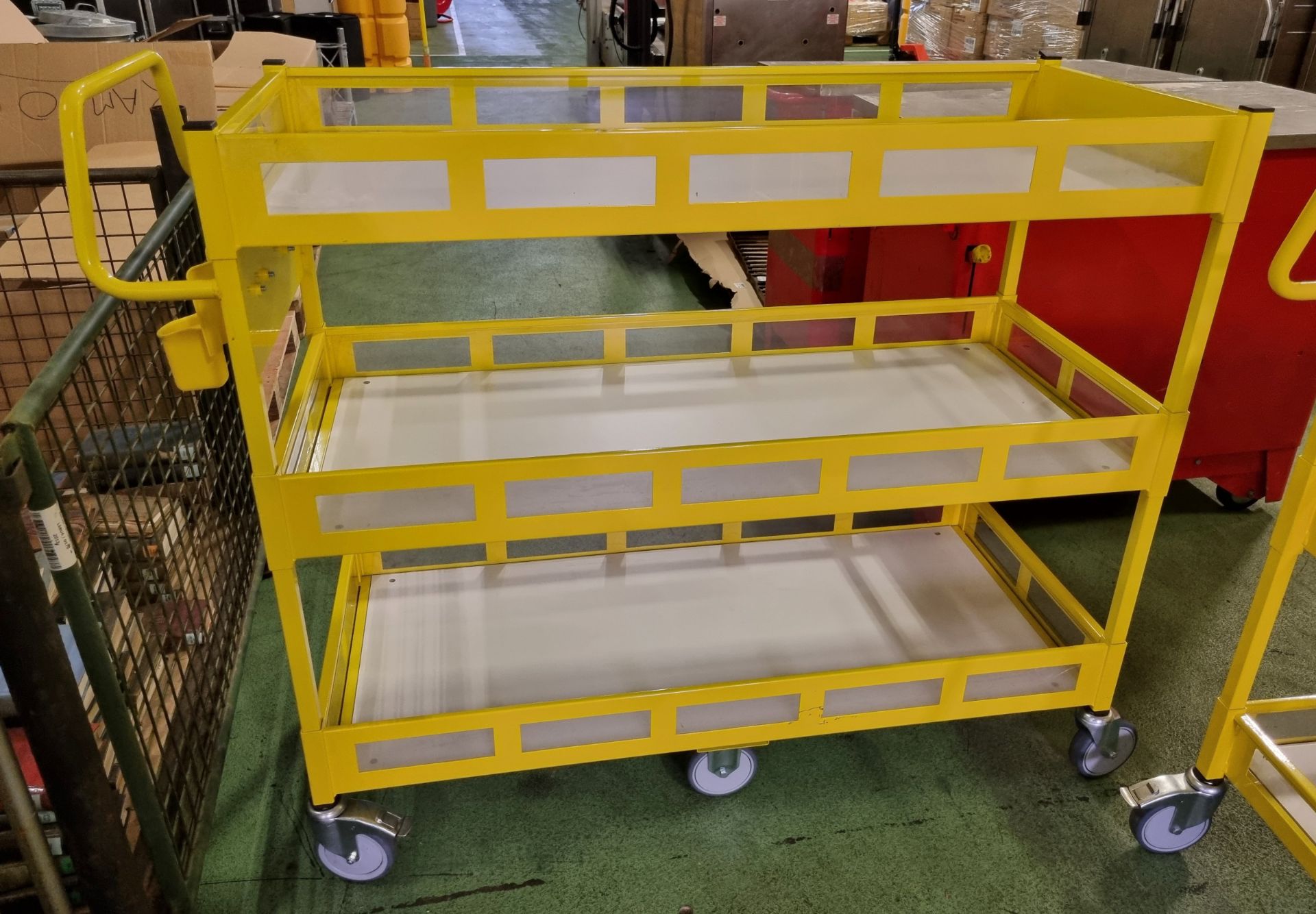 Yellow 3-tier general use trolley - W 1440 x D 550 x H 1150mm