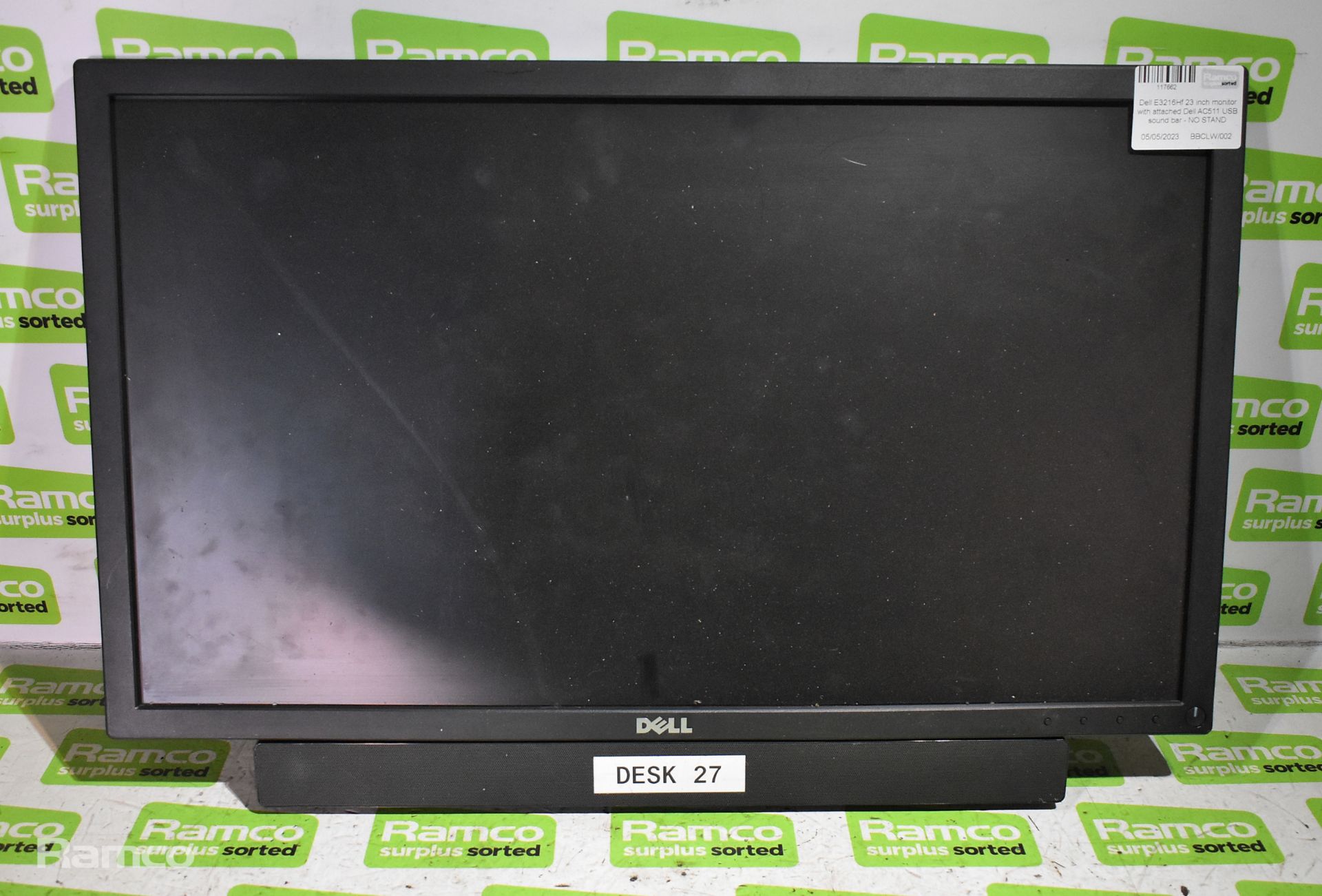24x Dell E2316Hf 23 inch monitors with attached Dell AC511 USB soundbar - NO STAND - Image 2 of 5
