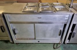 Caterlux stainless steel hot cupboard and bain marie unit - L 1210 x W 620 x H 900mm