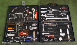 2x Multi piece tool kits in composite case - spanners, allen keys, screwdrivers, pliers