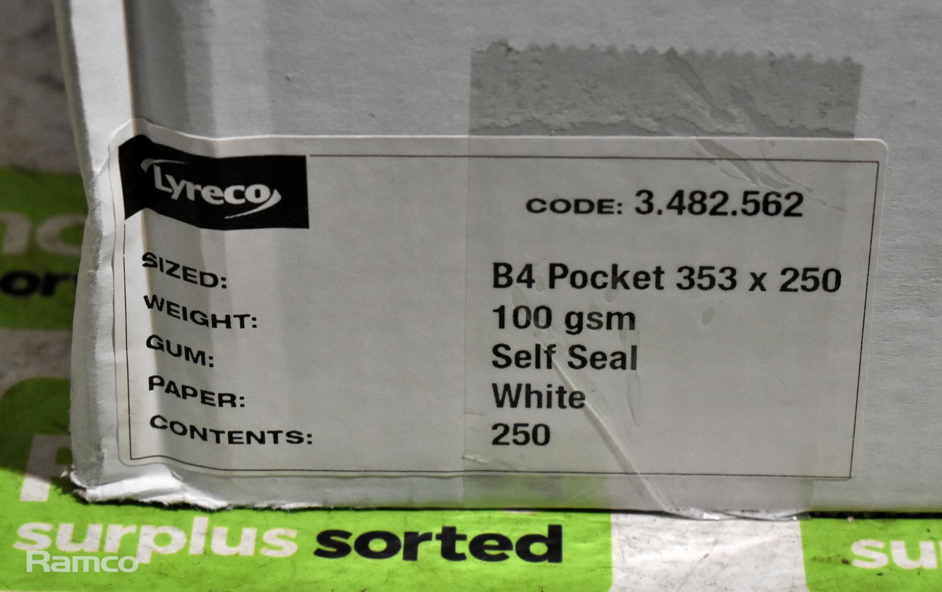 20x boxes of White Lyreco B4 pocket envelopes - 353 x 250mm 100 gsm - 250 envelopes per box - Image 5 of 5