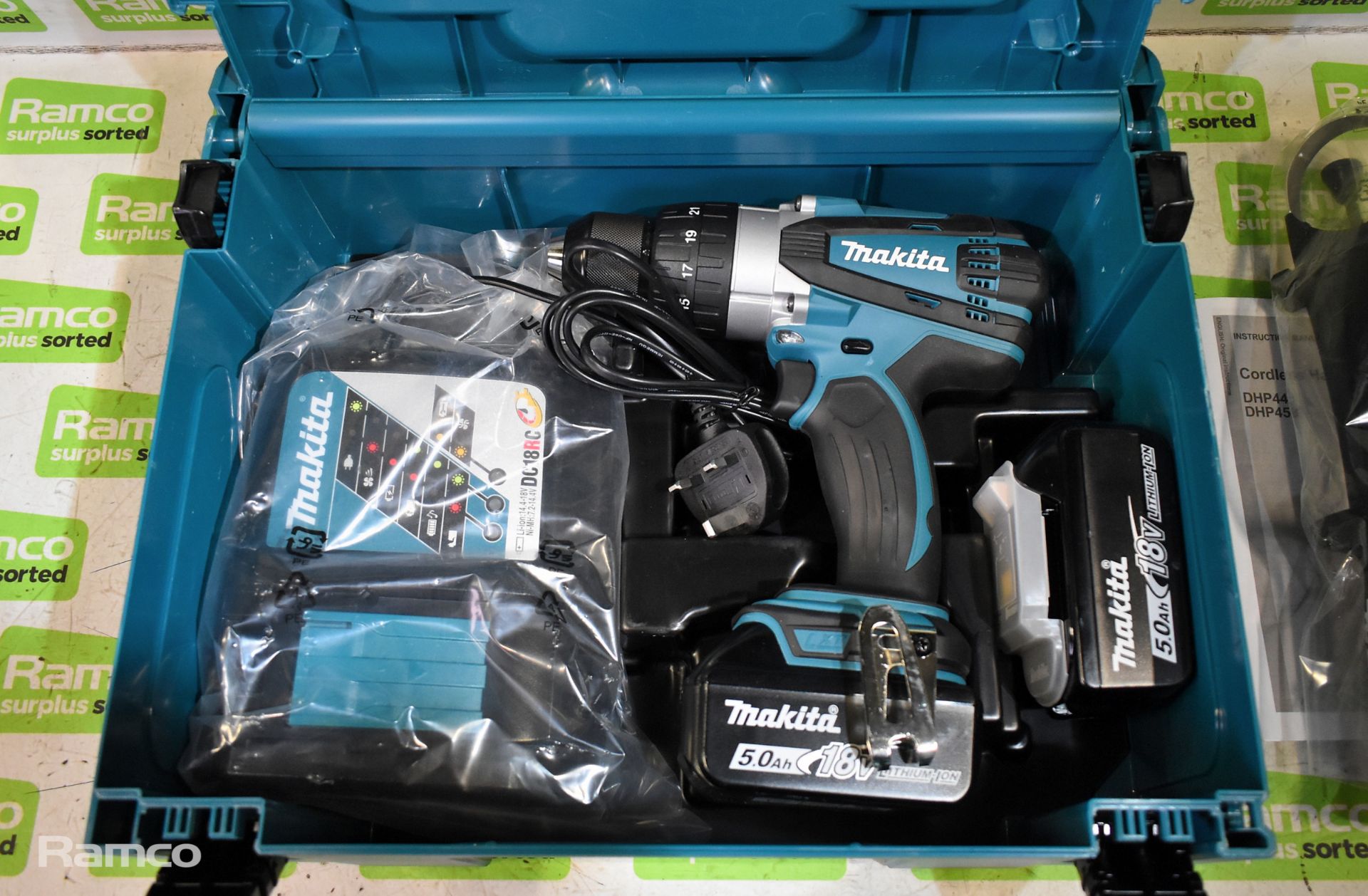 Makita DHP458RTJ 18v combi drill with 2x 5.0Ah batteries and charger - in case - Image 3 of 10