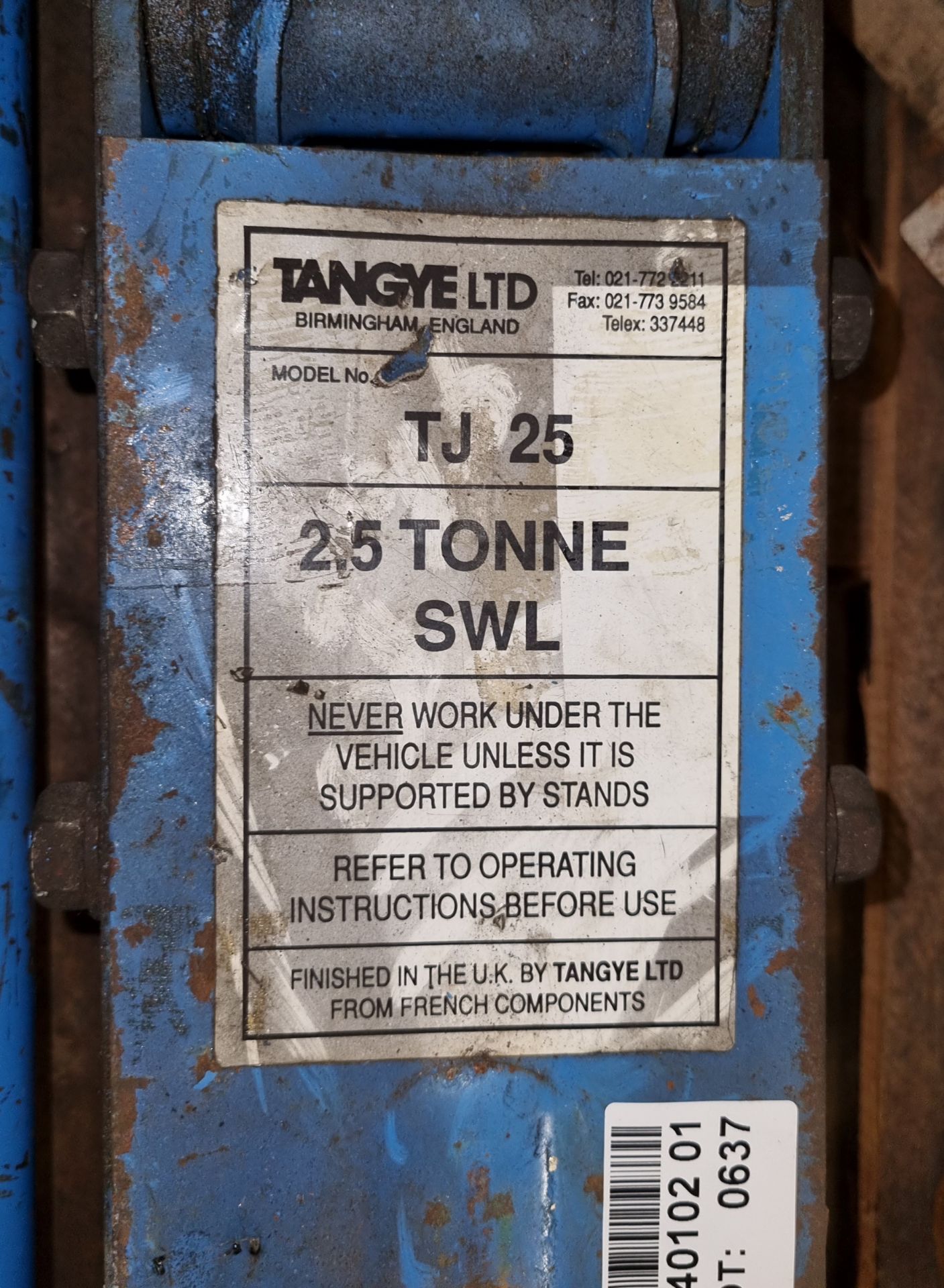 Tangye TJ 25 hydraulic jack - SLW 2.5T - Image 3 of 4