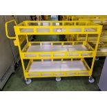 Yellow 3-tier general use trolley - W 1440 x D 550 x H 1150mm