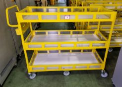 Yellow 3-tier general use trolley - W 1440 x D 550 x H 1150mm