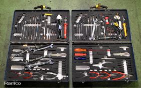 2x Multi piece tool kits in composite case - spanners, allen keys, screwdrivers, pliers