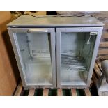 Husky HUS-C2-HY-SILVER-PLAIN undercounter display fridge - double glass doors