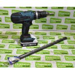 Makita HP457D 18v cordless combi hammer drill with battery and 25x450mm masonry drill bit