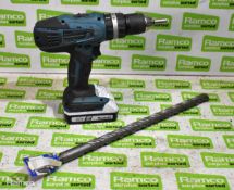 Makita HP457D 18v cordless combi hammer drill with battery and 25x450mm masonry drill bit