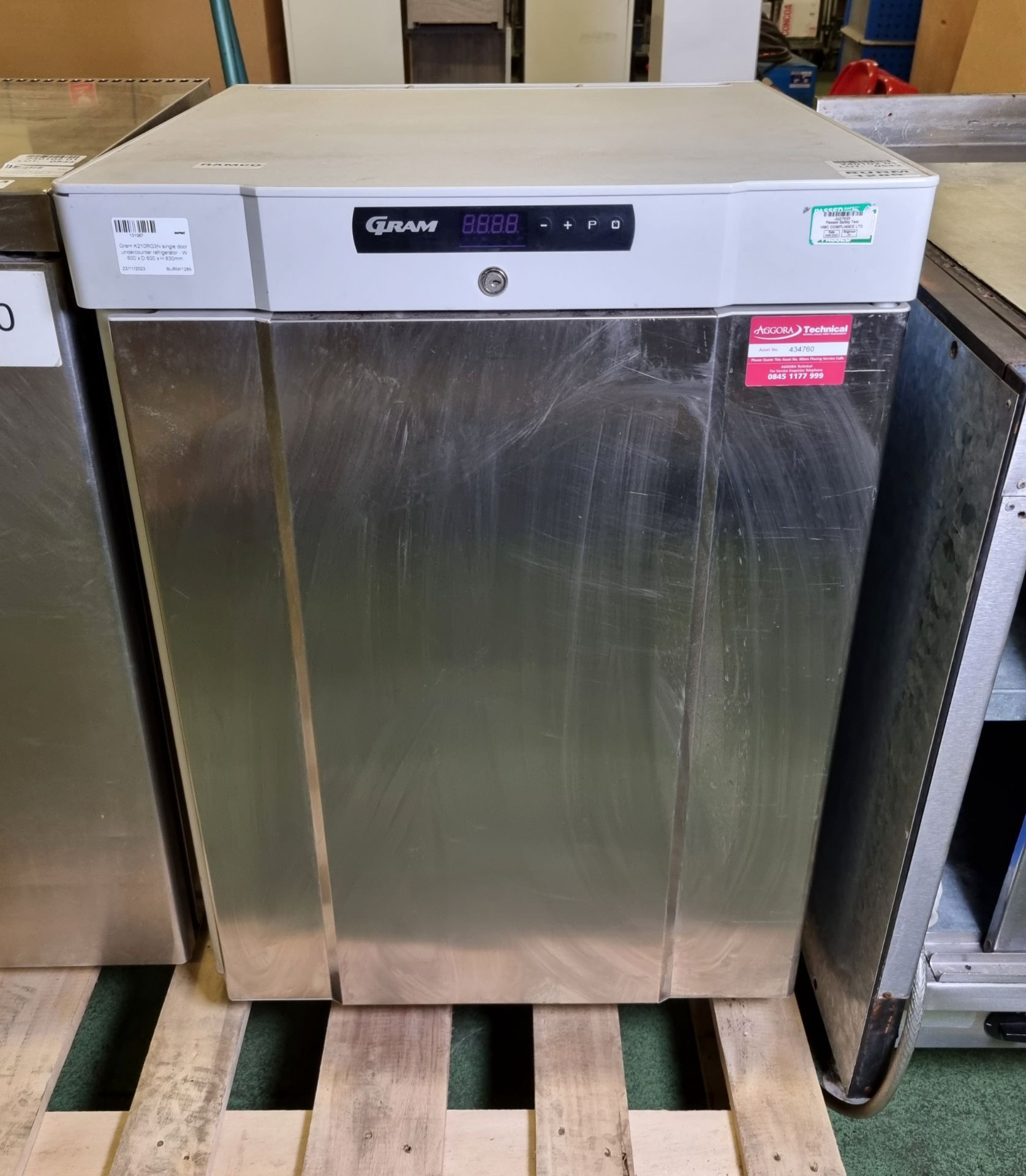 Gram K210RG3N single door undercounter refrigerator - W 600 x D 600 x H 830mm