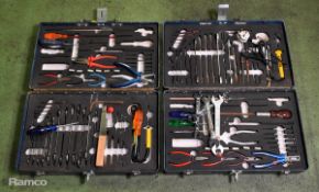 2x Multi piece tool kits in composite case - spanners, allen keys, screwdrivers, pliers
