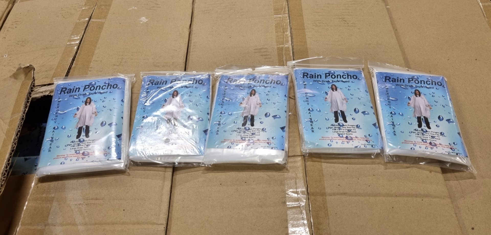 40x boxes of StayDry PE rain ponchos with drawstring hood - transparent - 250 units per box - Bild 2 aus 4