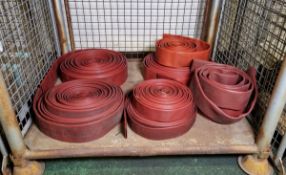 Red flat lay fire hose - no couplings - 45mm and 75mm - various lengths