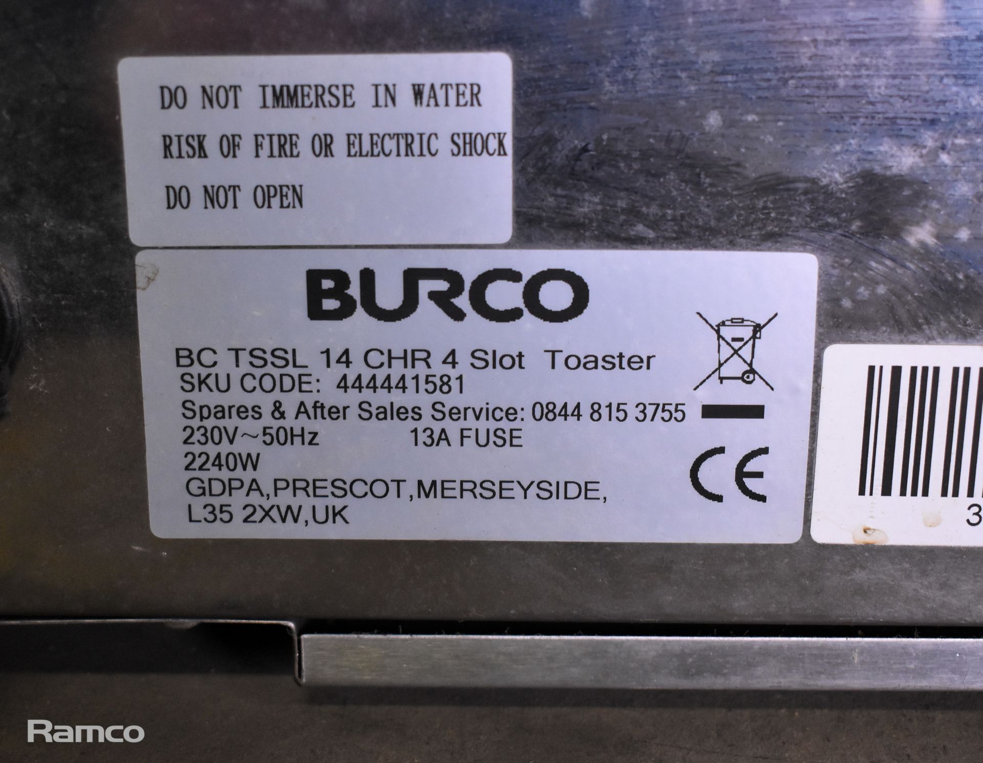 Burco BC TSSL 14 CHR 4 stainless steel 4 slot toaster - Image 5 of 5