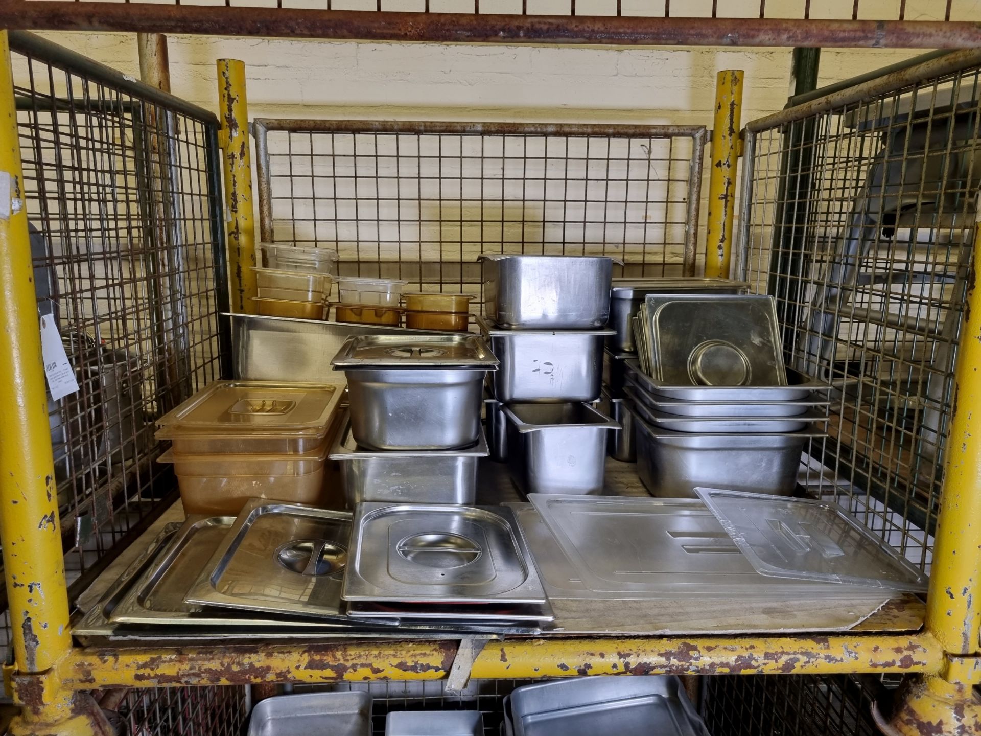 Catering equipment - mixed sized gastronorm pans and lids - stainless steel and plastic