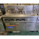 Frymaster FMRE 217CSD stainless steel electric 2 well fryer and chip dump - W 1190 x D 800 x H 1140