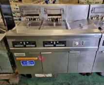 Frymaster FMRE 217CSD stainless steel electric 2 well fryer and chip dump - W 1190 x D 800 x H 1140