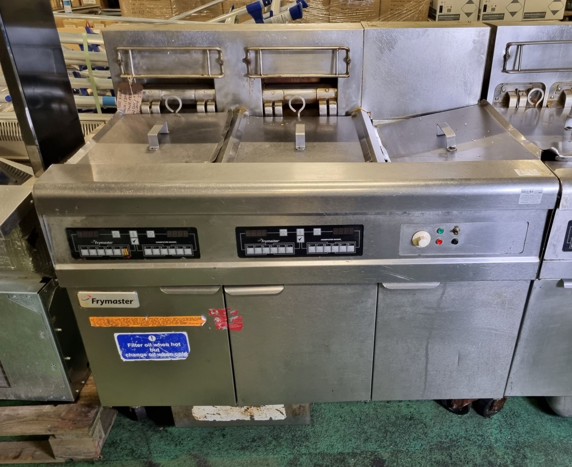 Frymaster FMRE 217CSD stainless steel electric 2 well fryer and chip dump - W 1190 x D 800 x H 1140