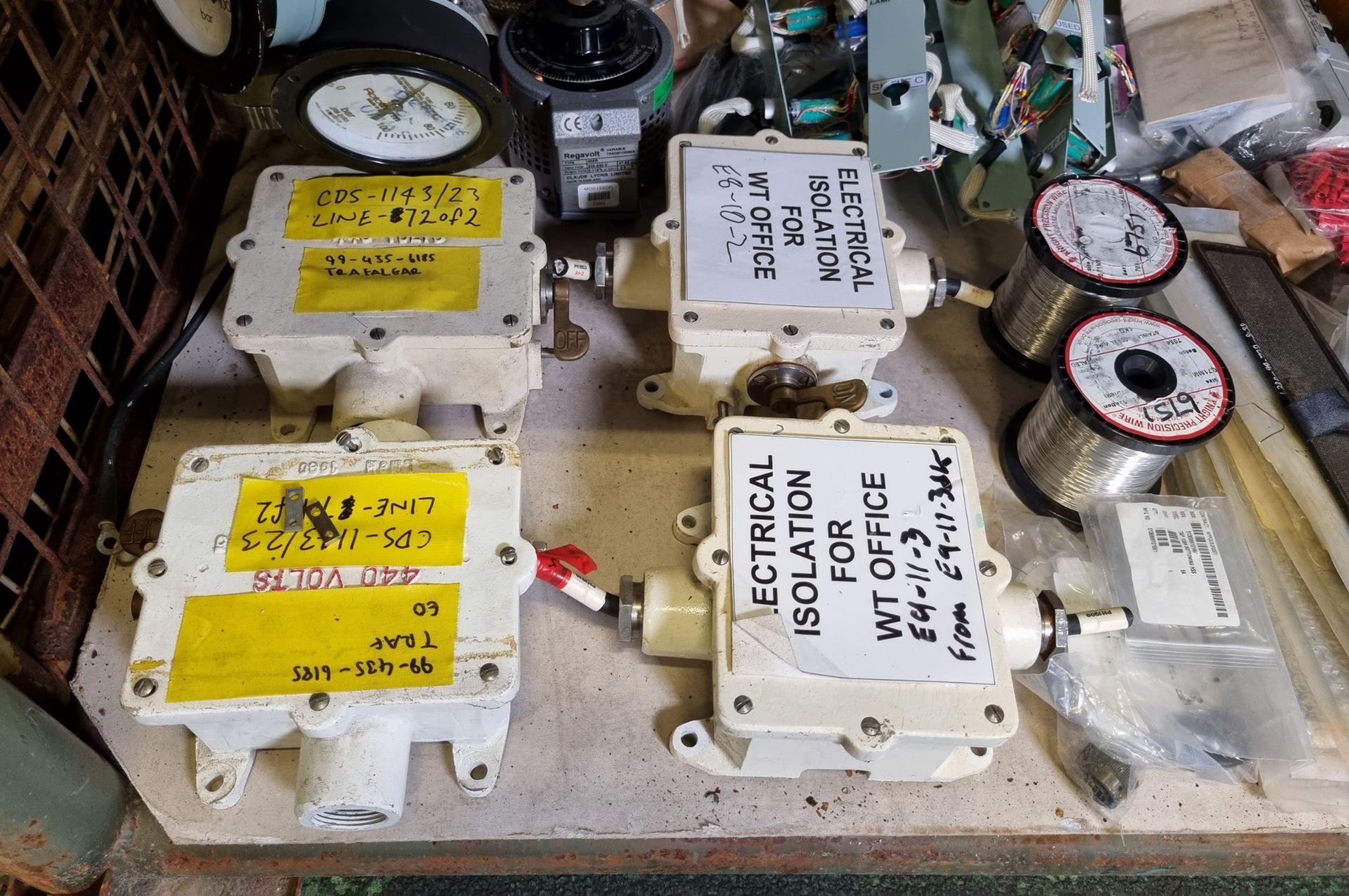 Workshop consumables - electric isolator switches, pressure gauges, fuse cartridges, transformer - Image 2 of 9