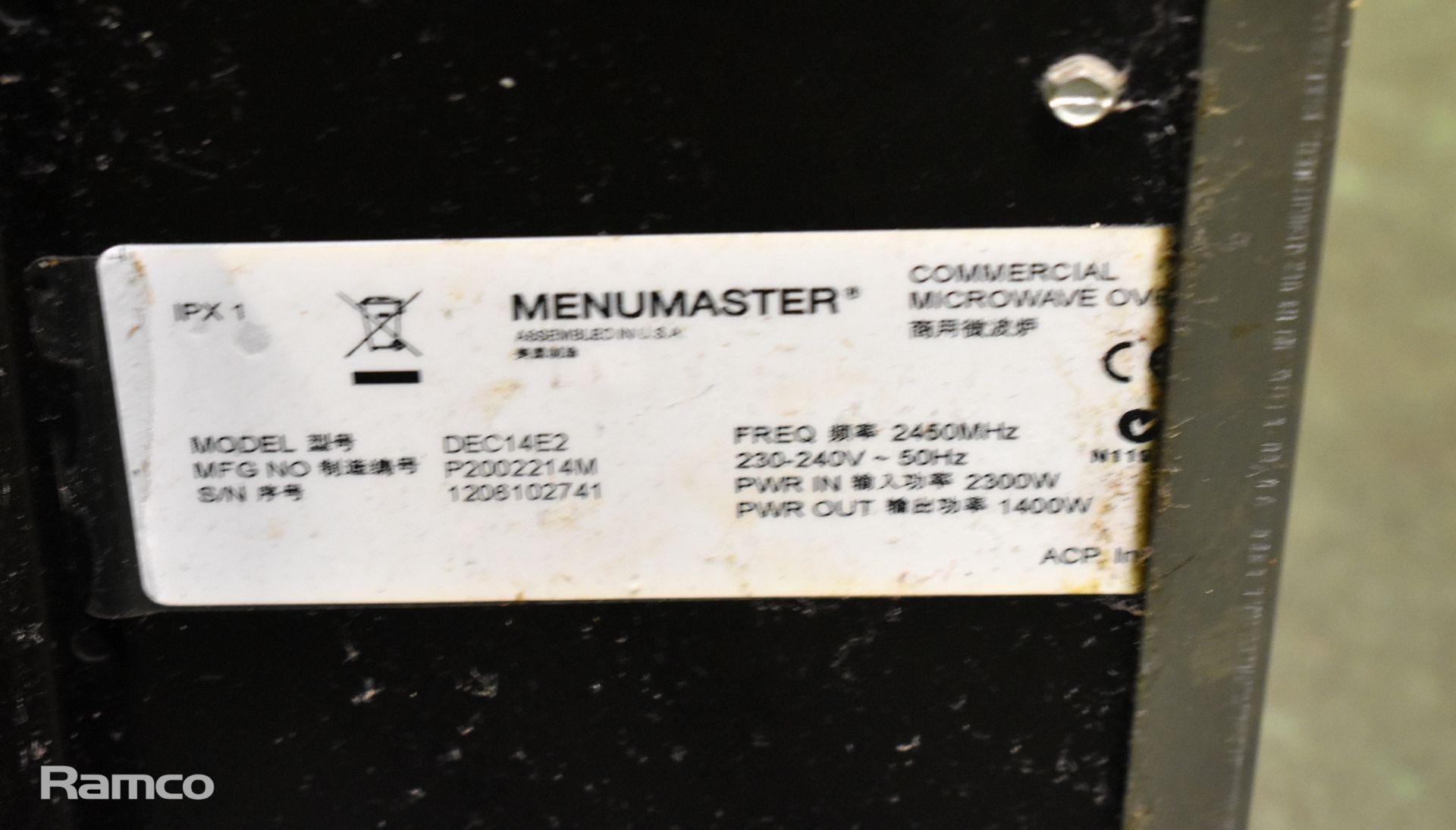 MenuMaster DEC14E2 heavy duty programmable 1400W microwave - Image 6 of 6