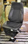 Black half leather captains chair on pedestal