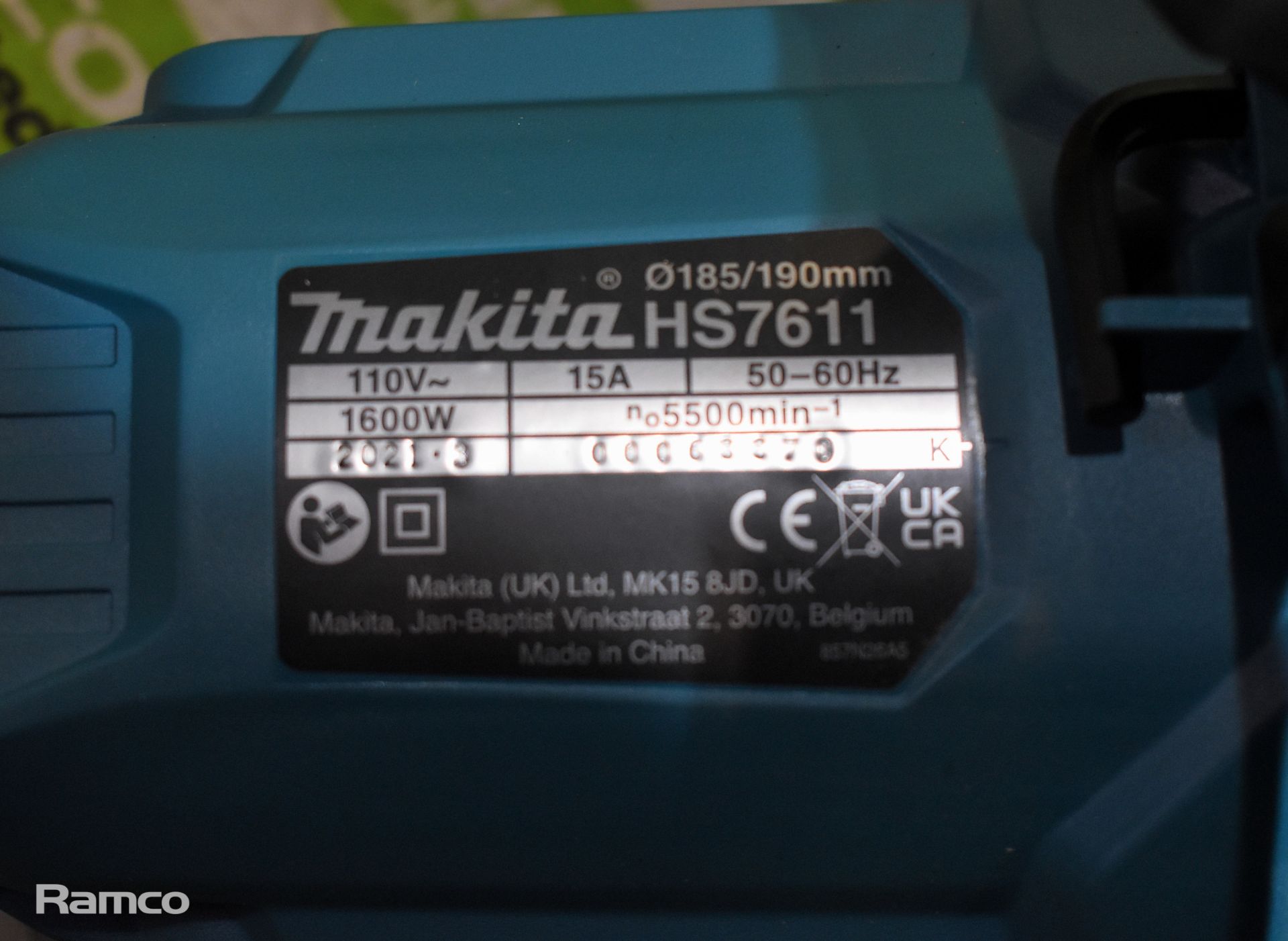 Makita HS7611 110V circular saw in storage case - Image 4 of 7