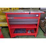 Facom mobile tool work table with assorted hand tools - W 1180 x D 600 x H 980mm