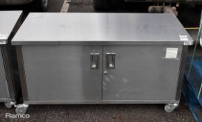 Stainless steel pedestal cart - L 1200 x W 550 x H 620mm