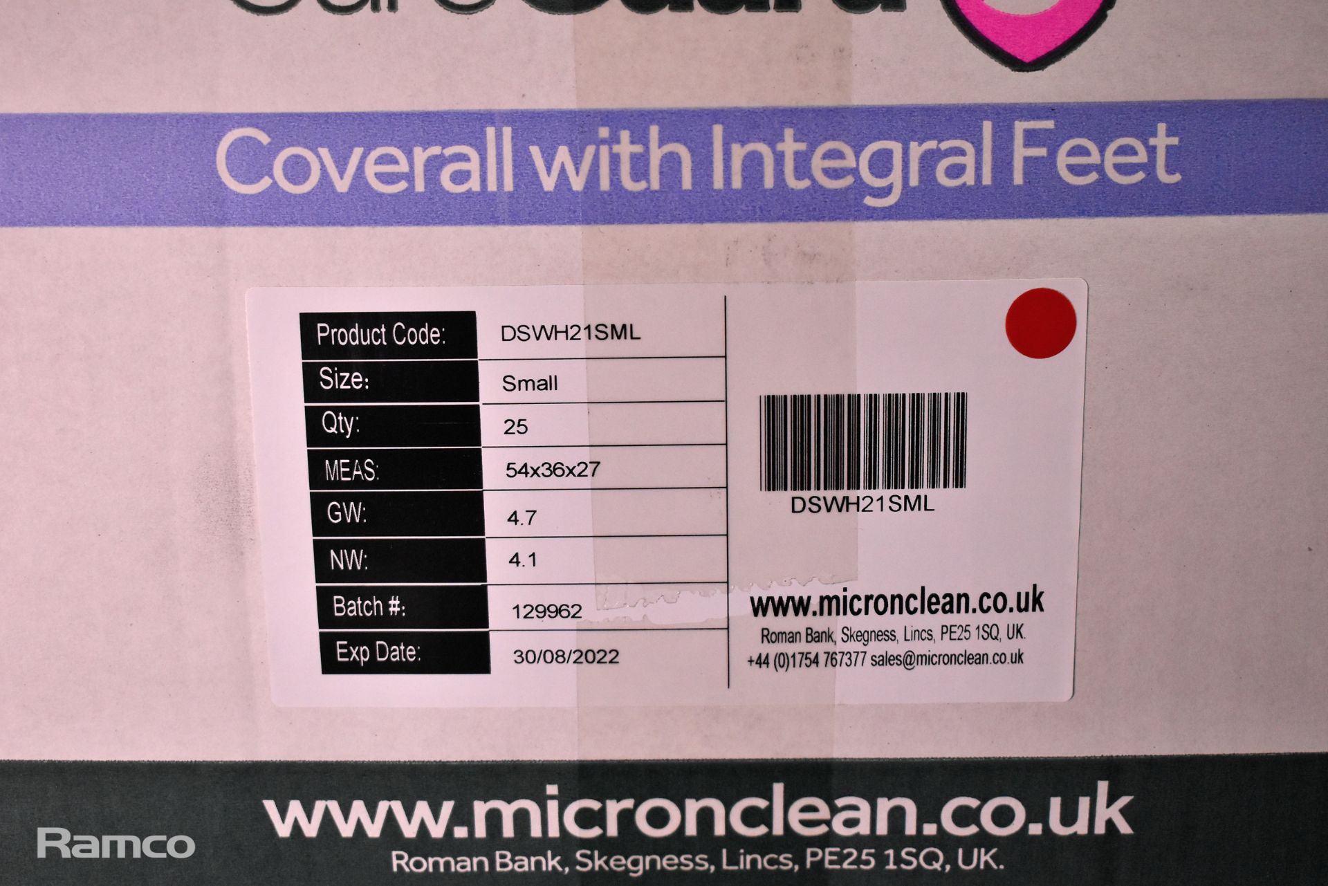 2x boxes of MicroClean SureGuard 3 coveralls - size small with integral feet - 25 units per box - Bild 3 aus 3