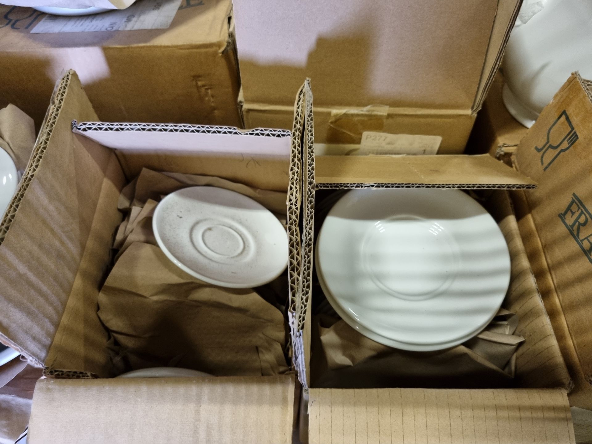 Catering Equipment - White plates, saucers, bowls, cups, teapot, salt + pepper pot - Image 5 of 8