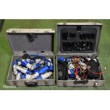 2x Megger BMM2500 electrical testing lead and three-phase connector sets in silver case